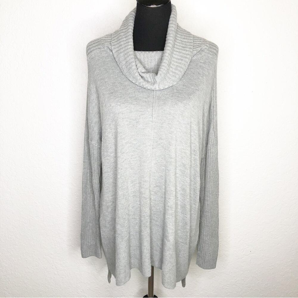 Soft Surroundings gray cowl neck ribbed trim sweater tunic size Extra Large XL